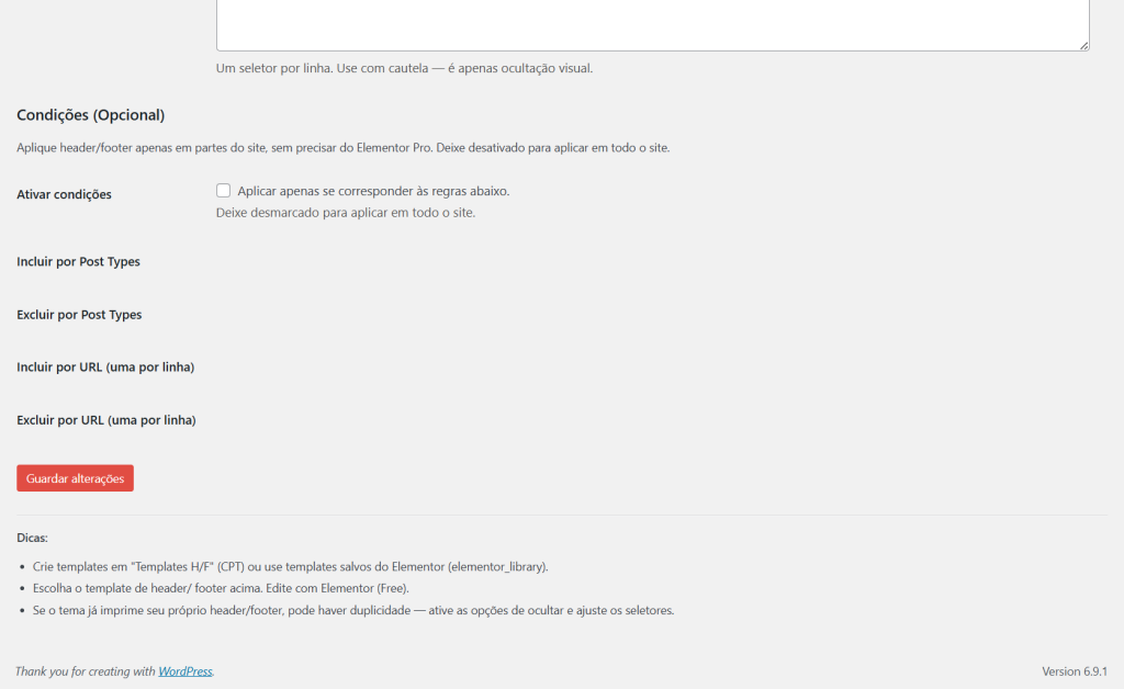 Easy Head & Footer for Elementor, screenshot 6