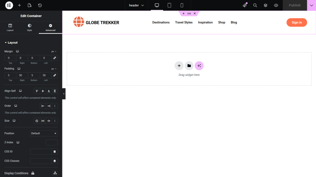 Easy Head & Footer for Elementor, screenshot 7