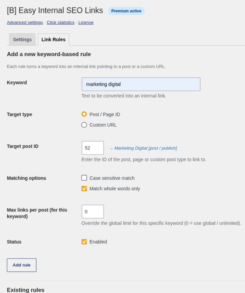 Easy Internal SEO Links, screenshot 2