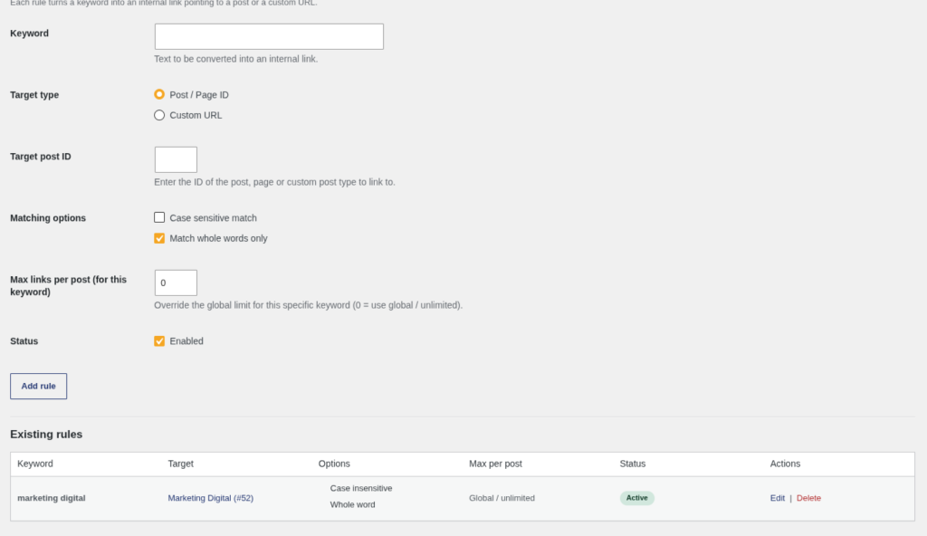 Easy Internal SEO Links, screenshot 3