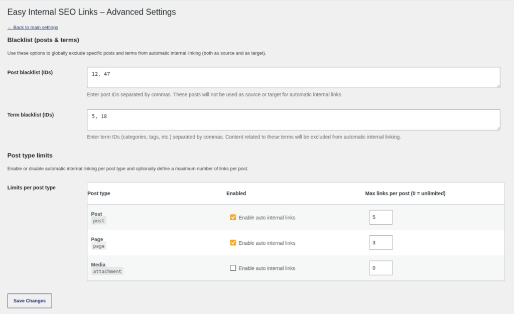 Easy Internal SEO Links, screenshot 4