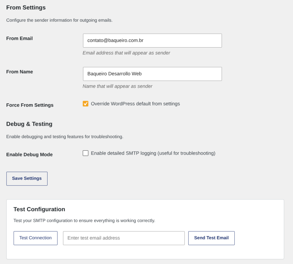 Easy WP Mailer, screenshot 2