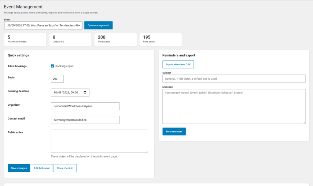Easy Events, screenshot 4