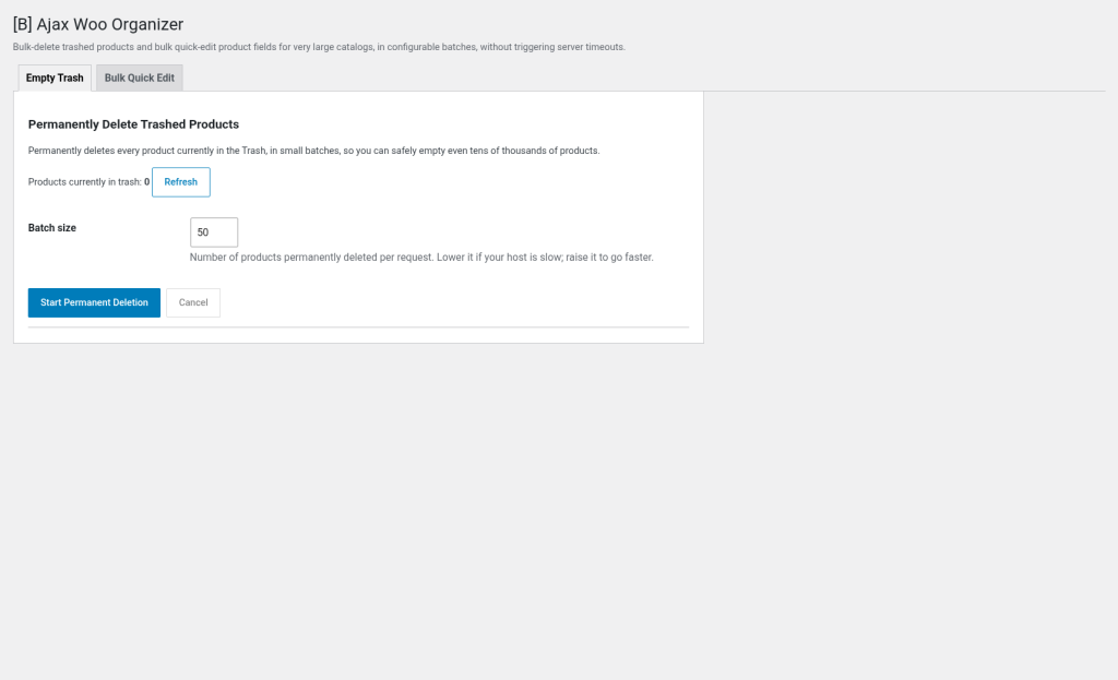 Ajax Woo Organizer, screenshot 1