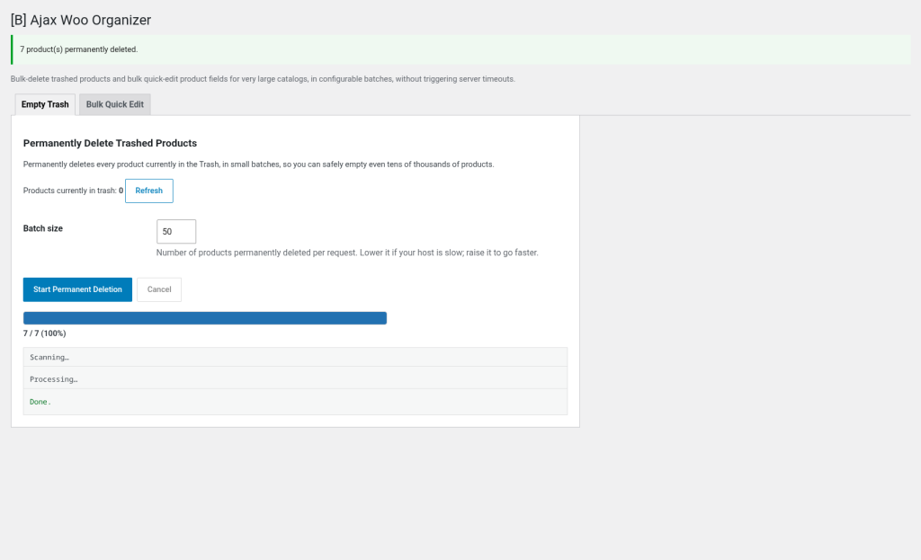 Ajax Woo Organizer, screenshot 2