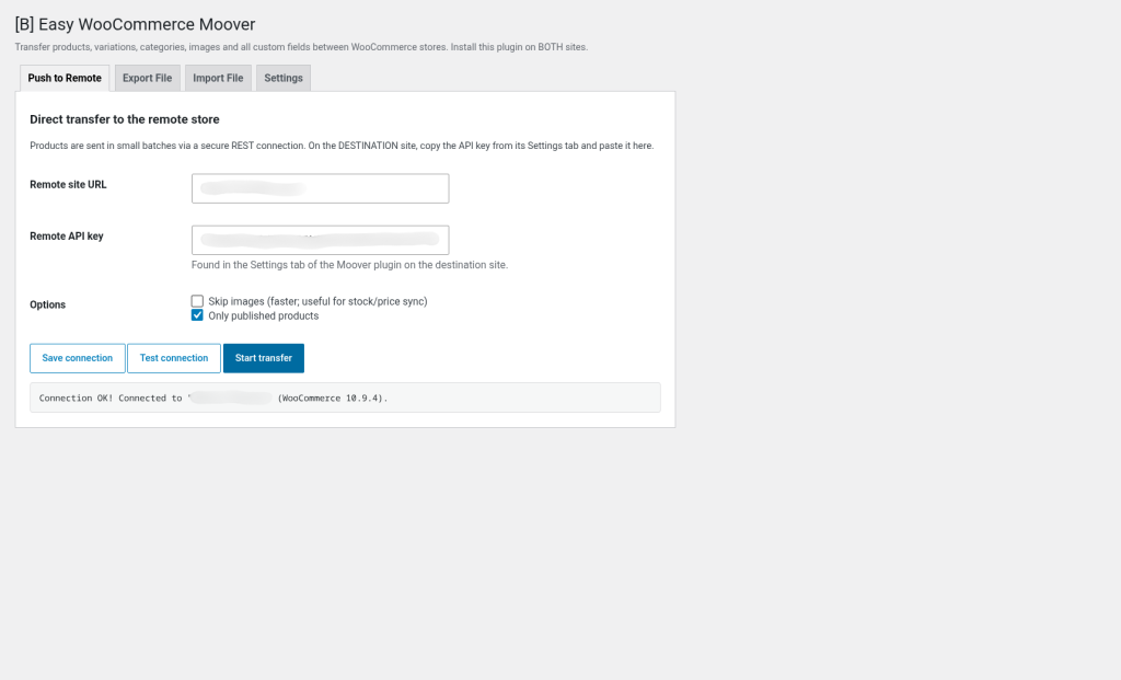 Easy WooCommerce Moover, screenshot 1