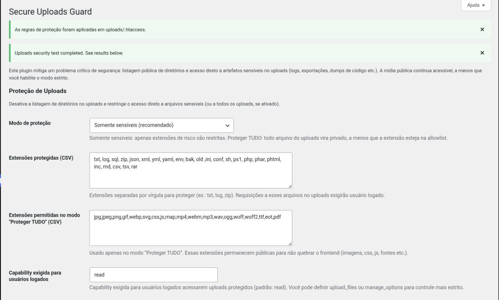 Secure Uploads Guard, screenshot 1