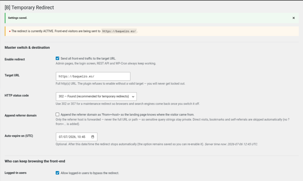 Temporary Redirect, screenshot 1