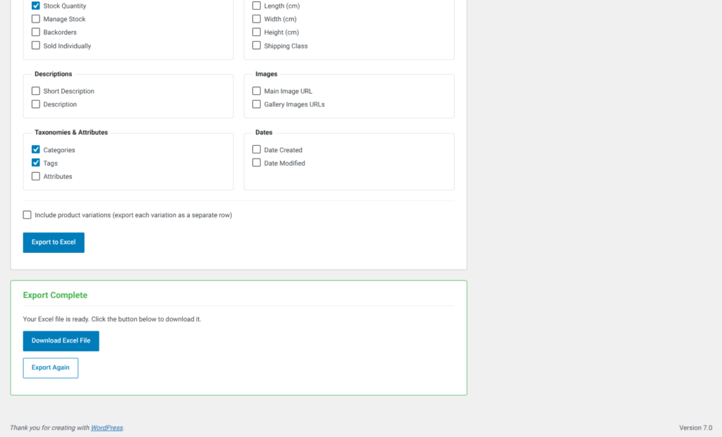 Woo XLS Exporter, screenshot 3