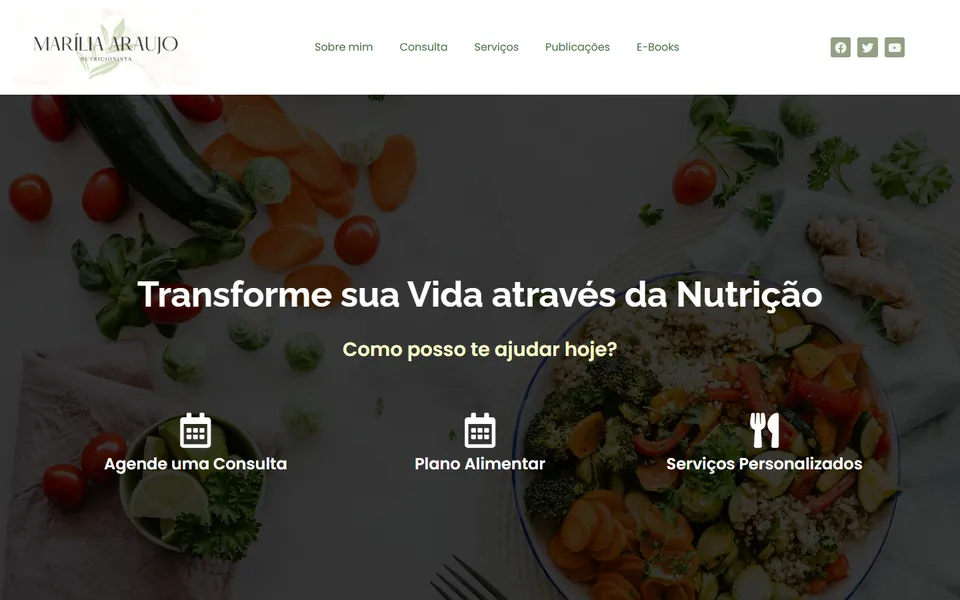 Portada de la web de Marília Araújo, nutricionista